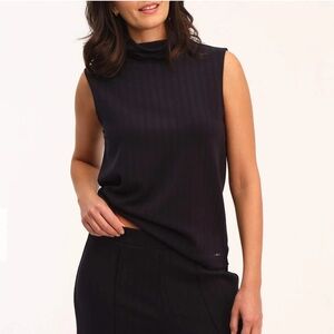 Elie Tahari Black Sleeveless Mock Neck Top - Size M